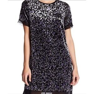 Superfoxx Women Dress S Black Blue Burnout Velvet Leopard Shift Mob Wife NWT